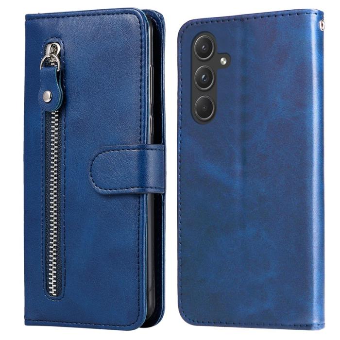 OEM - Samsung Galaxy A55 5G Plånboksfodral Ställ Konstläder - Blå