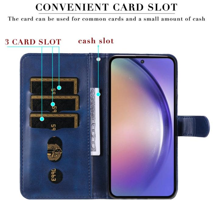 OEM - Samsung Galaxy A55 5G Plånboksfodral Ställ Konstläder - Blå