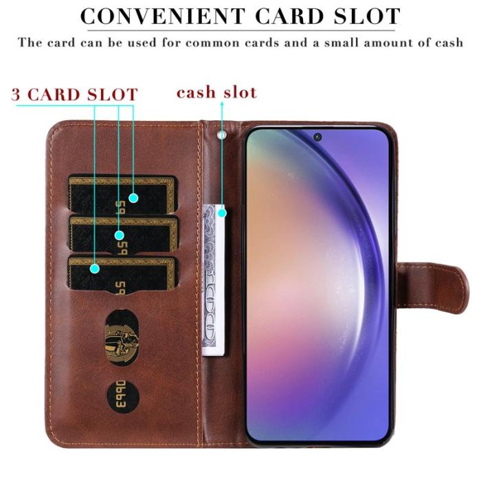 OEM - Samsung Galaxy A55 5G Plånboksfodral Ställ Konstläder - Brun