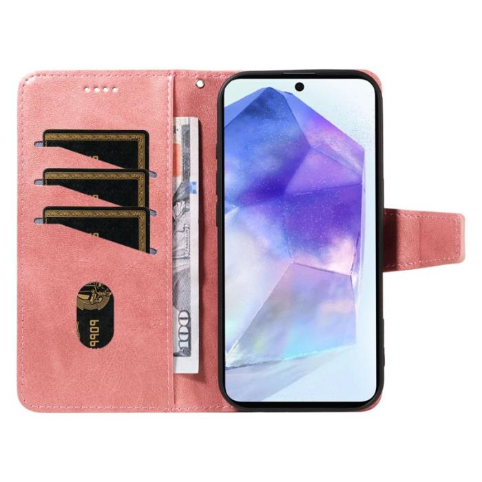 OEM - Samsung Galaxy A55 5G Plånboksfodral Ställ Konstläder - Roséguld