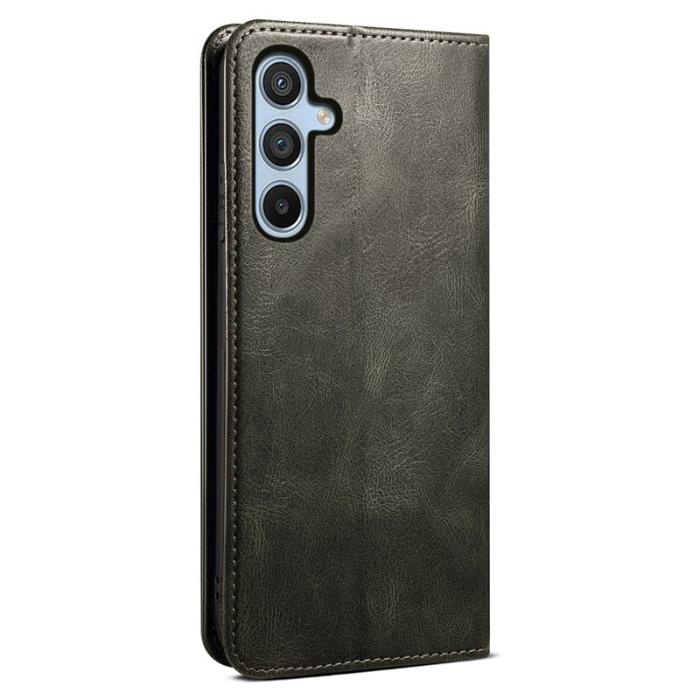 OEM - Samsung Galaxy A55 5G Plånboksfodral Ställ Konstläder Waxy Crazy Horse - Grön