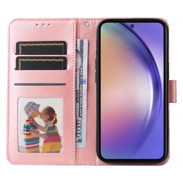 OEM - Samsung Galaxy A55 5G Plånboksfodral Ställ Impränerat Konstläder - Rosa