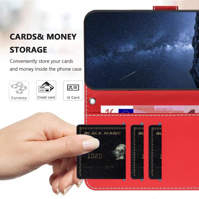 OEM - Samsung Galaxy A55 5G Plånboksfodral Ställ Konstläder - Röd