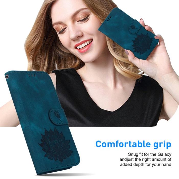 OEM - Samsung Galaxy A55 5G Plånboksfodral Ställ Lotusmönster Konstläder - Blå
