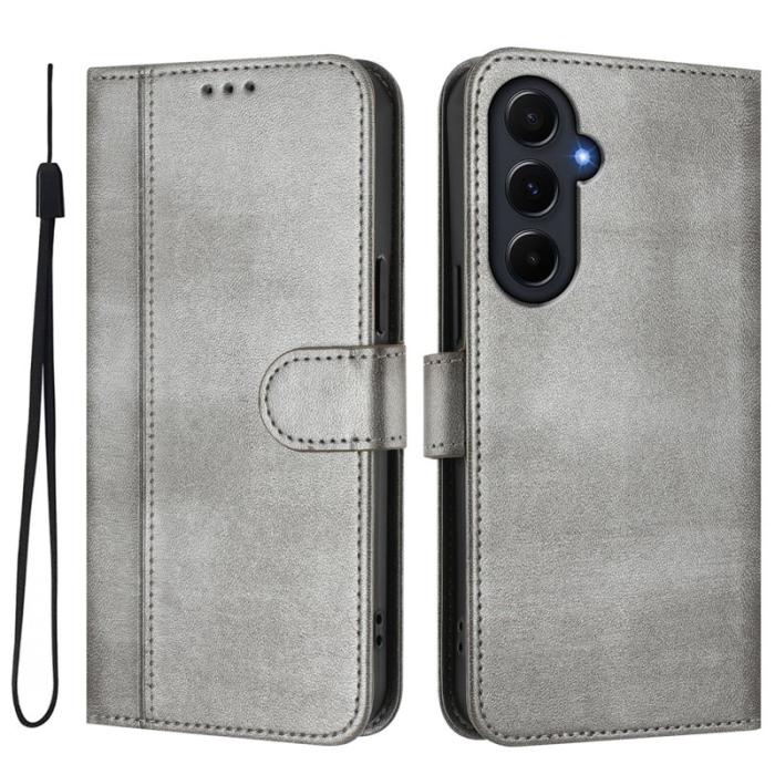 OEM - Samsung Galaxy A55 5G Plånboksfodral Ställ Retro Textur Konstläder - Grå