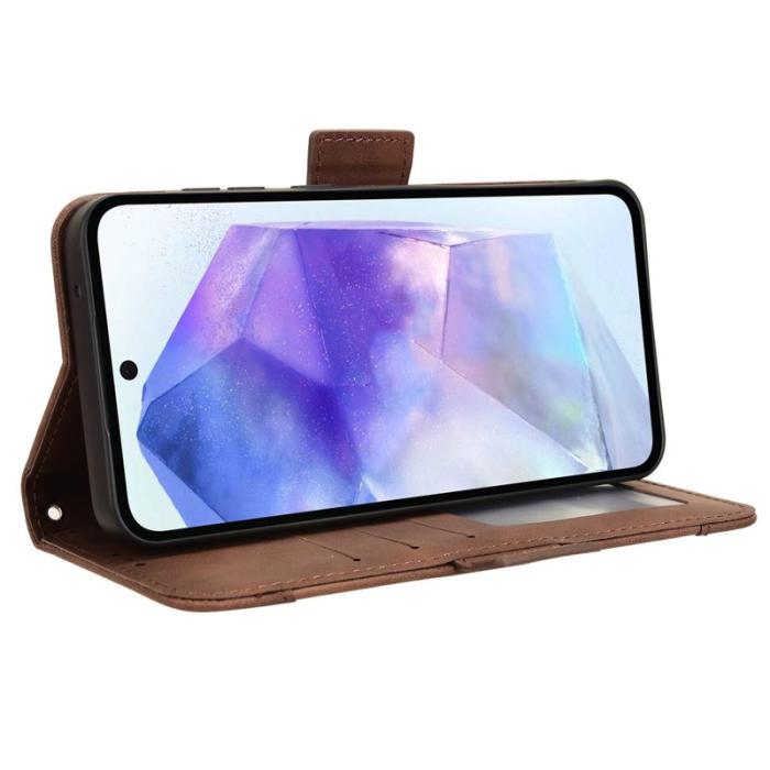 OEM - Samsung Galaxy A55 5G Plånboksfodral Ställfunktion Konstläder - Brun