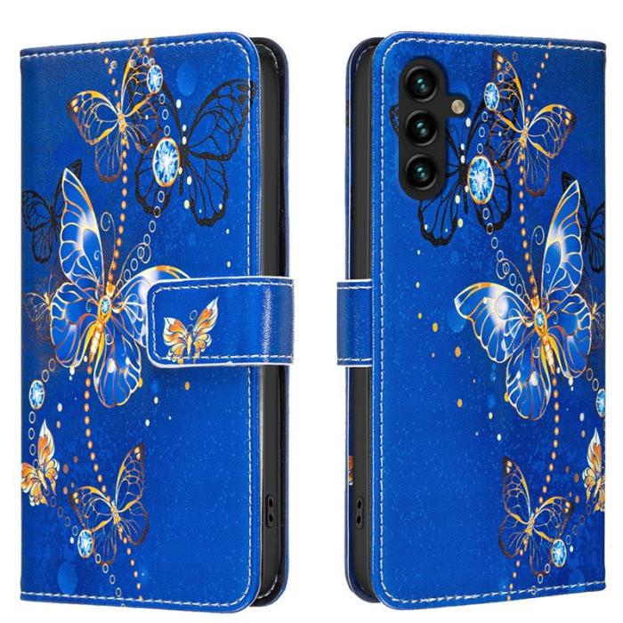 OEM - Samsung Galaxy A55 5G Plånboksfodral Ställning Konstläder - Lila Fjärilar