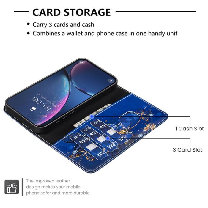 OEM - Samsung Galaxy A55 5G Plånboksfodral Ställning Konstläder - Lila Fjärilar