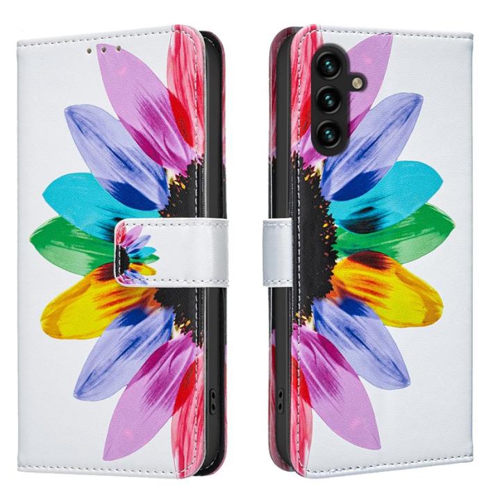 OEM - Samsung Galaxy A55 5G Plånboksfodral Ställning Mönstertryck Konstläder - Solros