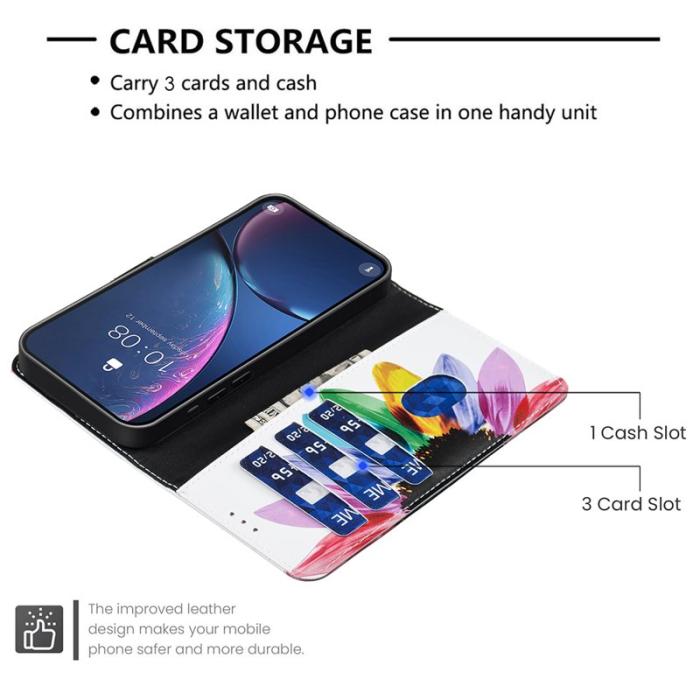 OEM - Samsung Galaxy A55 5G Plånboksfodral Ställning Mönstertryck Konstläder - Solros