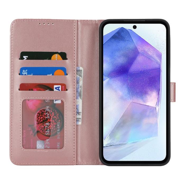 OEM - Samsung Galaxy A55 5G Plånboksfodral Stöttåligt Konstläder - Roséguld
