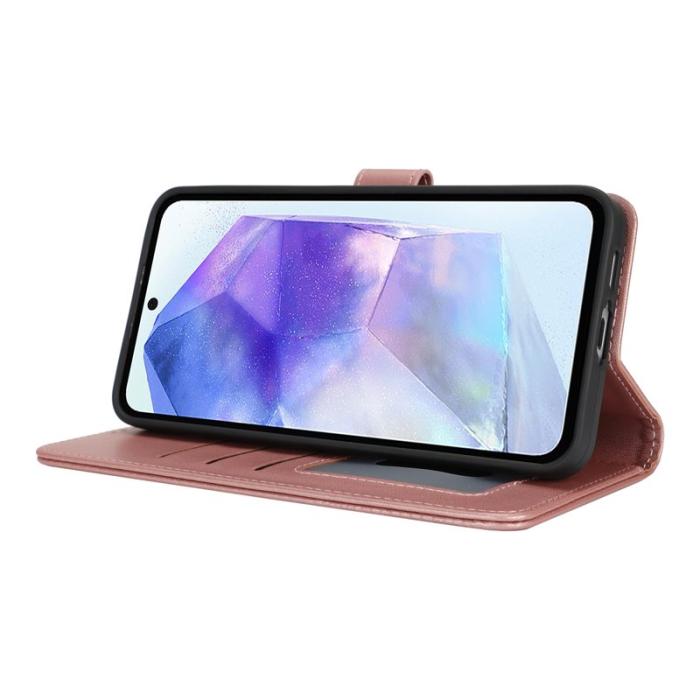 OEM - Samsung Galaxy A55 5G Plånboksfodral Stöttåligt Konstläder - Roséguld