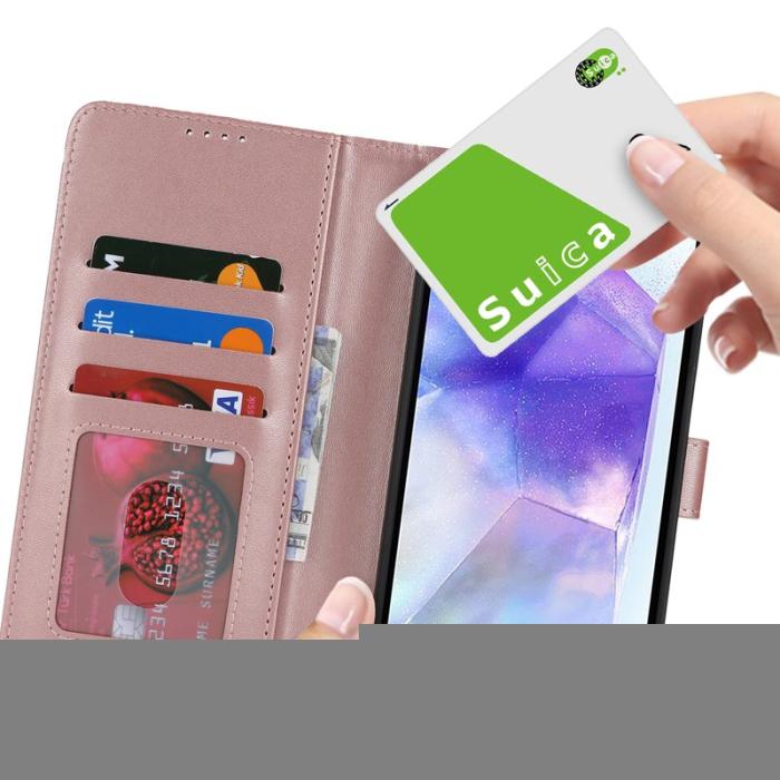 OEM - Samsung Galaxy A55 5G Plånboksfodral Stöttåligt Konstläder - Roséguld