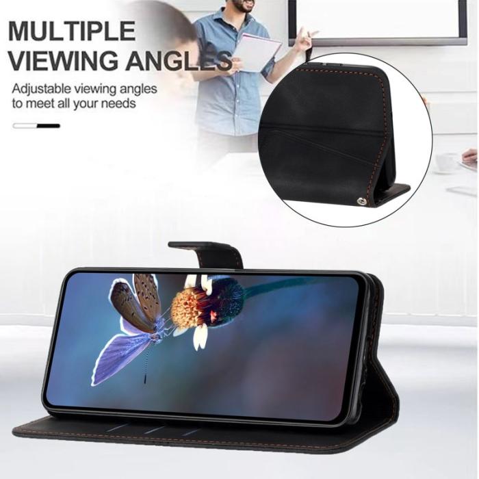 OEM - Samsung Galaxy A55 5G Plånboksfodral Triangelprägling Konstläder - Svart