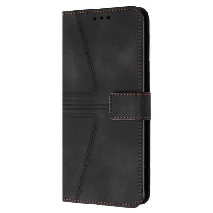 OEM - Samsung Galaxy A55 5G Plånboksfodral Triangelprägling Konstläder - Svart