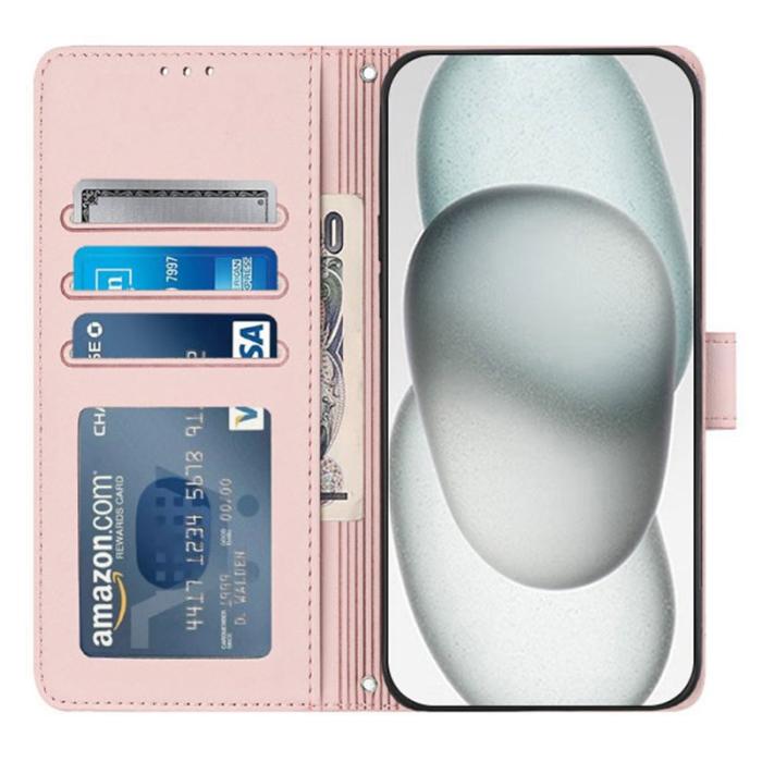 OEM - Samsung Galaxy A55 5G Plånboksfodral Konstläder RFID Skydd - Rosa