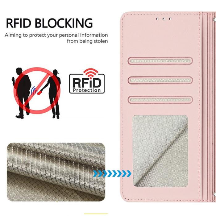 OEM - Samsung Galaxy A55 5G Plånboksfodral Konstläder RFID Skydd - Rosa