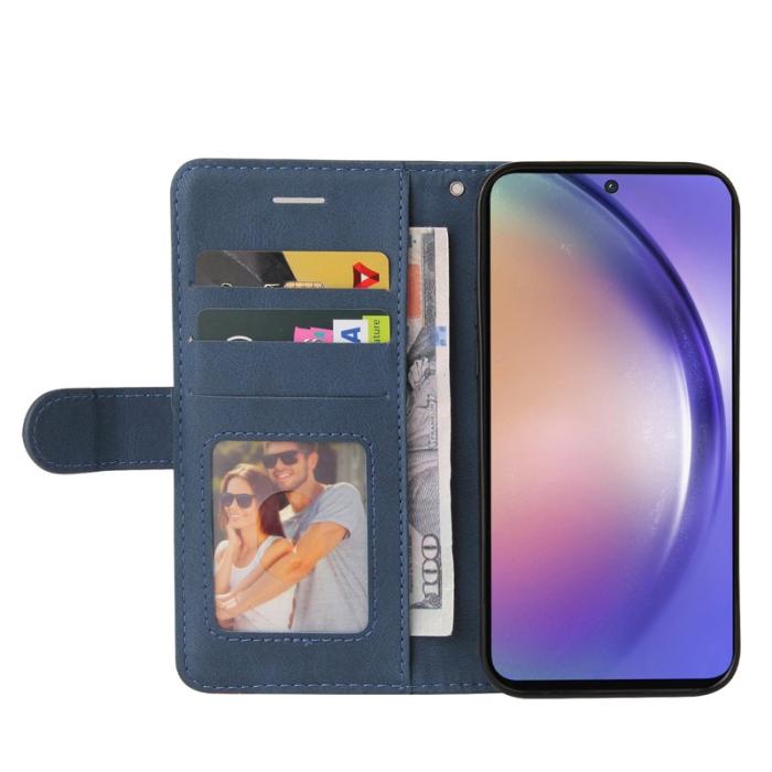 OEM - Samsung Galaxy A55 5G Plånboksfodral Konstläder Ställ - Blå