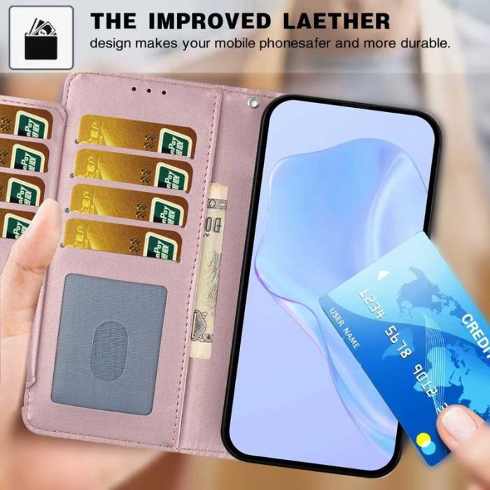 OEM - Samsung Galaxy A55 5G Plånboksfodral Konstläder Ställ - Roséguld