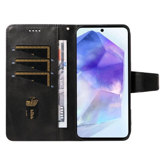 OEM - Samsung Galaxy A55 5G Plånboksfodral Konstläder Ställ - Svart