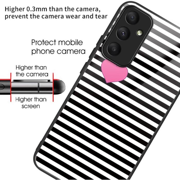 OEM - Samsung Galaxy A55 5G Skärmskydd Härdat Glas Mönster - Randigt / Hjärta