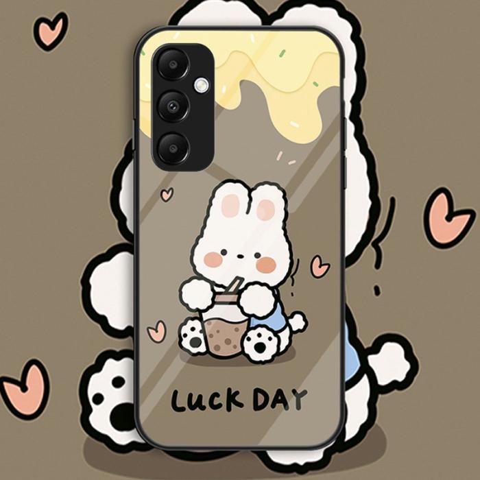 OEM - Samsung Galaxy A55 5G Skärmskydd Härdat Glas + Plast - Mjölk Te Kanin