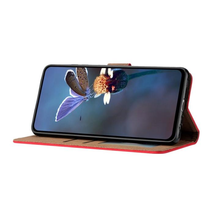 OEM - Samsung Galaxy A55 5G Skal Äkta Läder Anti-rep Skydd - Röd