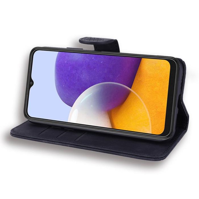 OEM - Samsung Galaxy A55 5G Skal Äkta Läder Blommönster - Svart