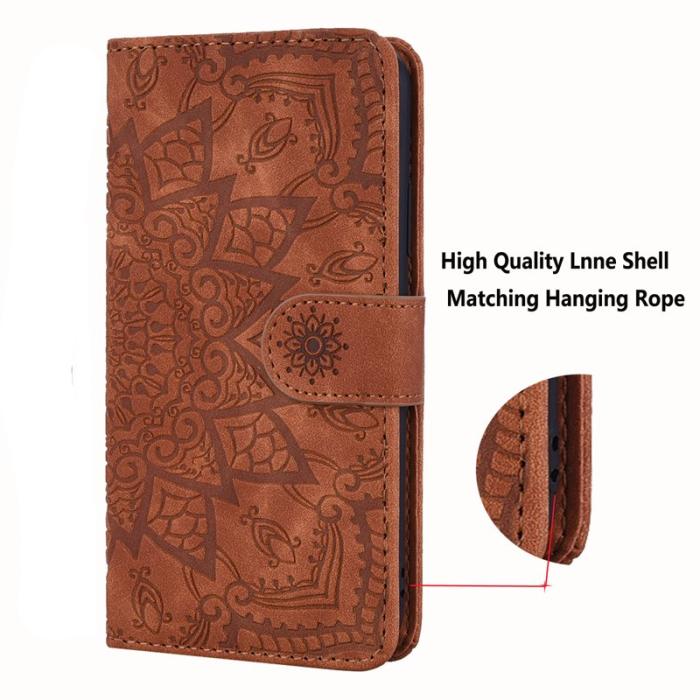 OEM - Samsung Galaxy A55 5G Skal Äkta Läder Blommönster - Svart