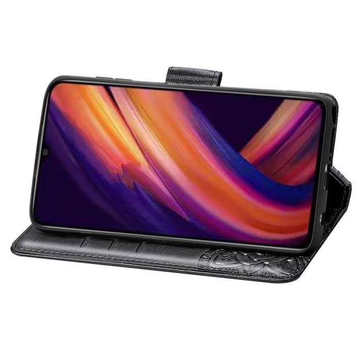 OEM - Samsung Galaxy A55 5G Skal Äkta Läder Fjärilsmönster - Svart