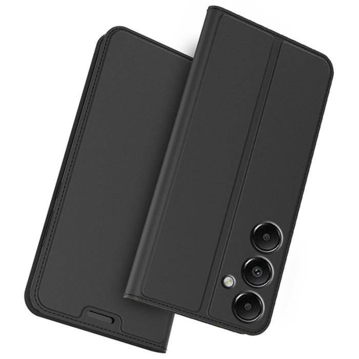 OEM - Samsung Galaxy A55 5G Skal Äkta Läder Flip Ställ - Svart