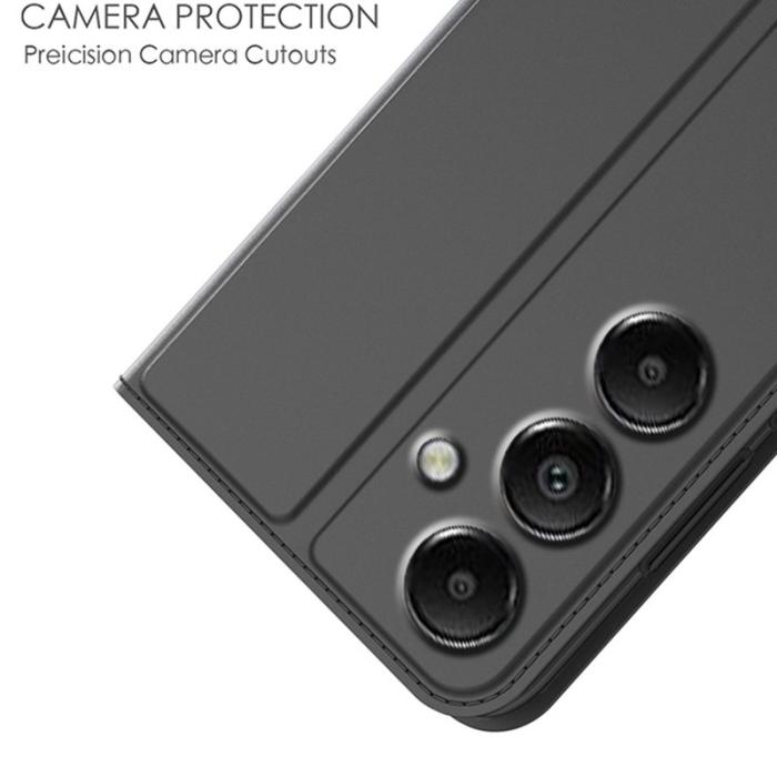 OEM - Samsung Galaxy A55 5G Skal Äkta Läder Flip Ställ - Svart