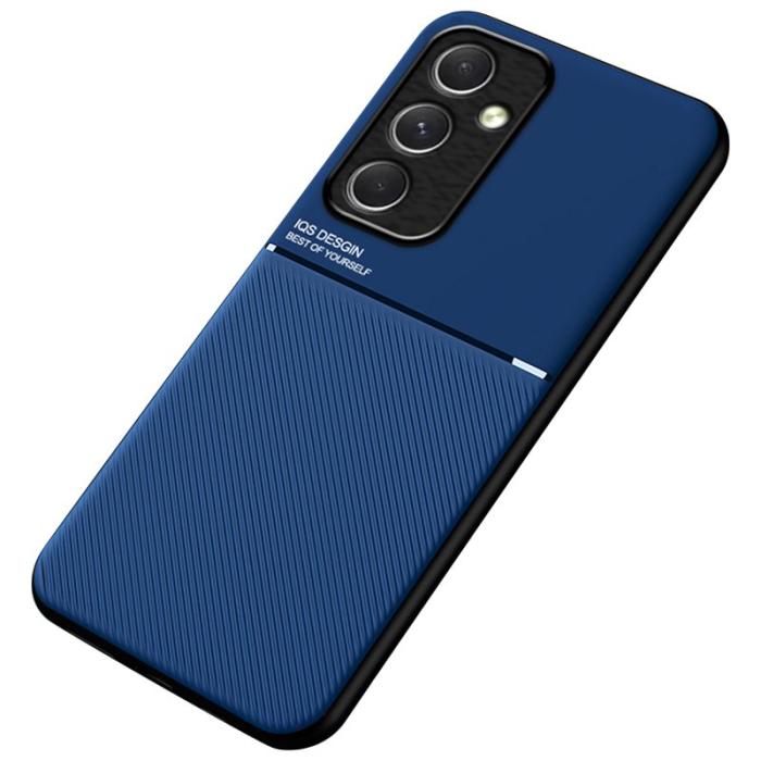 OEM - Samsung Galaxy A55 5G Skal Äkta Läder Magnetfäste - Blå