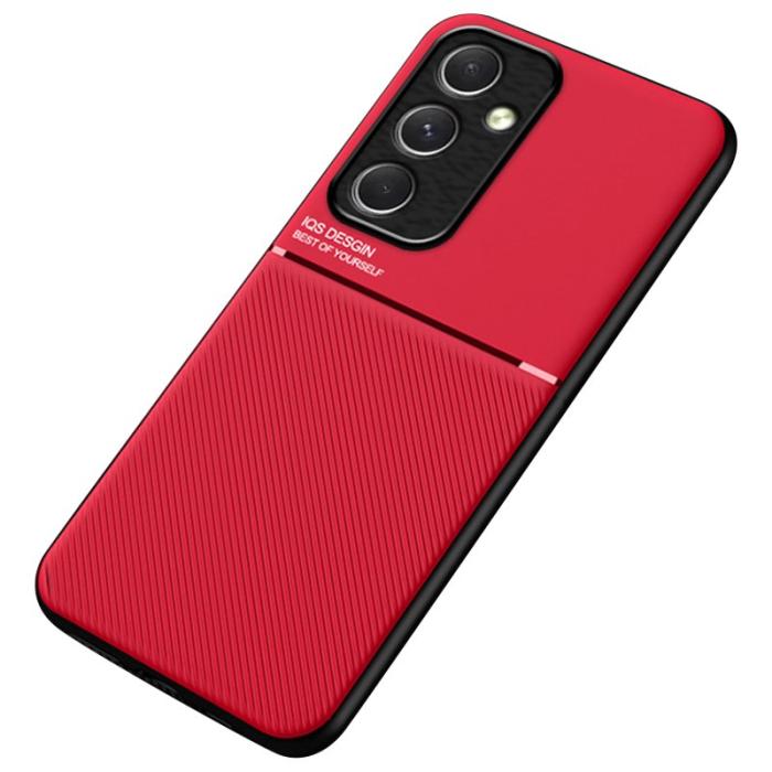 OEM - Samsung Galaxy A55 5G Skal Äkta Läder Magnetfäste - Röd