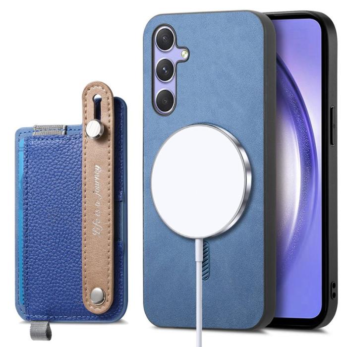 OEM - Samsung Galaxy A55 5G Skal Äkta Läder Magnetisk - Blå