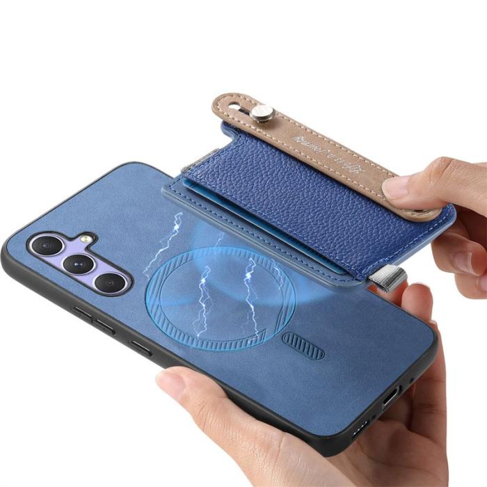 OEM - Samsung Galaxy A55 5G Skal Äkta Läder Magnetisk - Blå