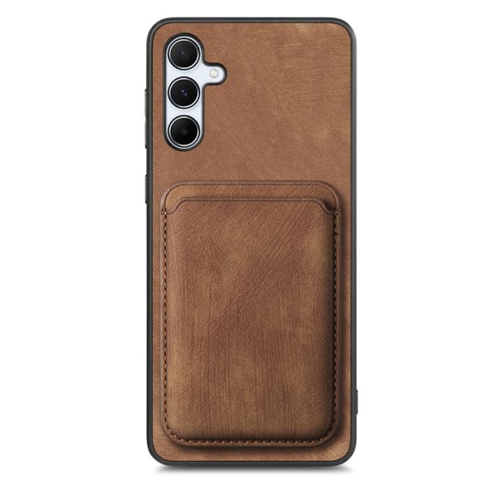 OEM - Samsung Galaxy A55 5G Skal Äkta Läder Magnetisk - Brun