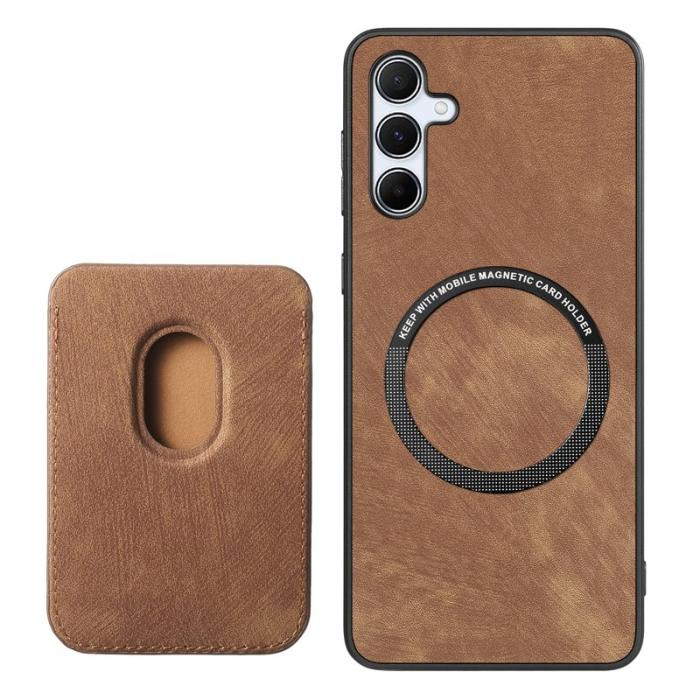 OEM - Samsung Galaxy A55 5G Skal Äkta Läder Magnetisk - Brun