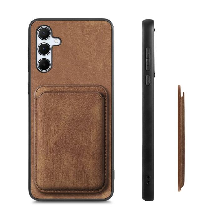 OEM - Samsung Galaxy A55 5G Skal Äkta Läder Magnetisk - Brun