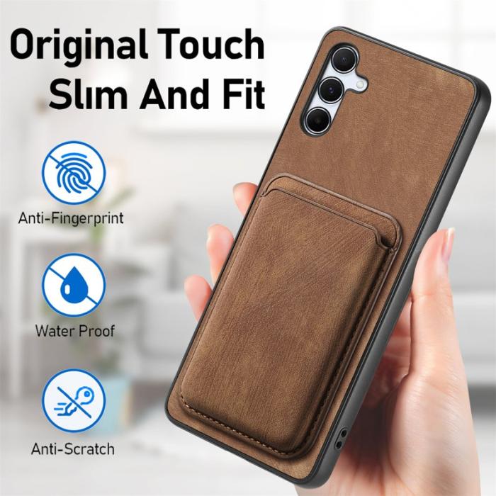 OEM - Samsung Galaxy A55 5G Skal Äkta Läder Magnetisk - Brun
