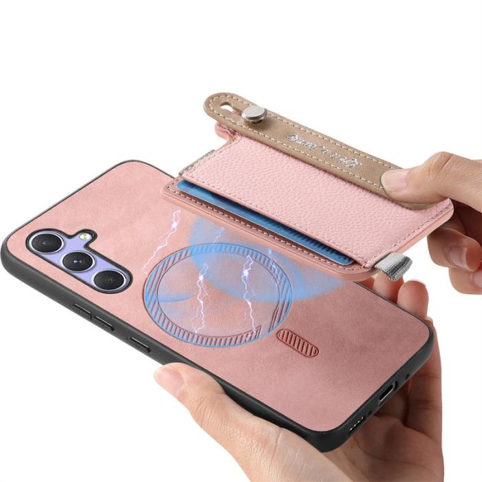 OEM - Samsung Galaxy A55 5G Skal Äkta Läder Magnetiskt - Grön