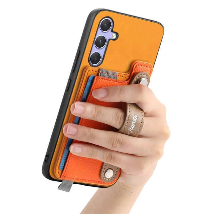 OEM - Samsung Galaxy A55 5G Skal Äkta Läder Magnetiskt - Orange