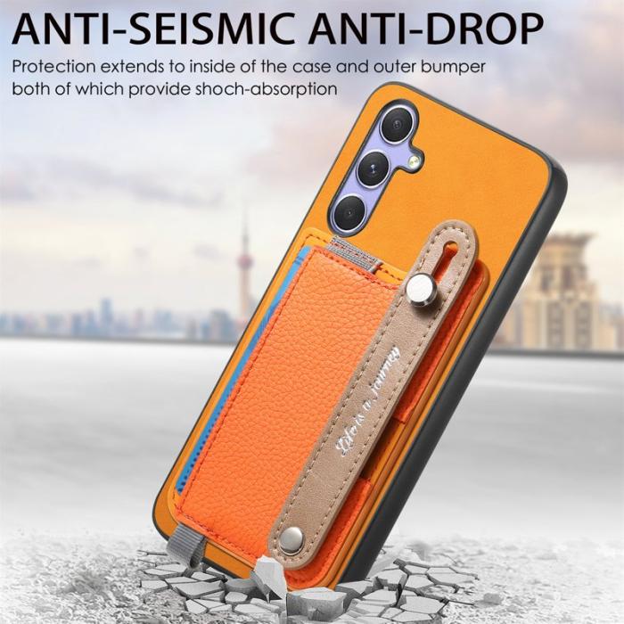 OEM - Samsung Galaxy A55 5G Skal Äkta Läder Magnetiskt - Orange