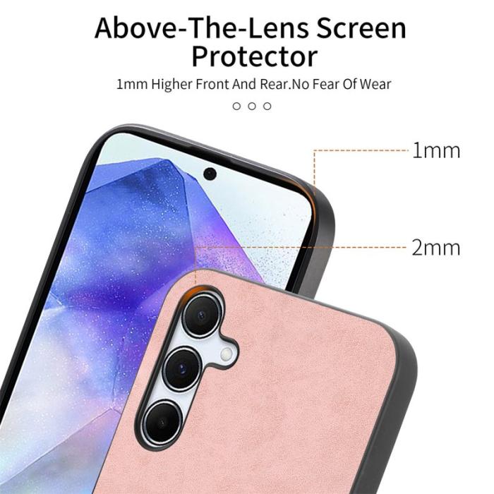 OEM - Samsung Galaxy A55 5G Skal Äkta Läder Magnetiskt Skydd - Brun