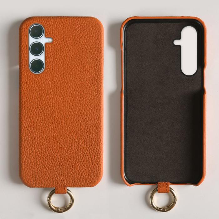 OEM - Samsung Galaxy A55 5G Skal Äkta Läder PC Bakcover - Orange