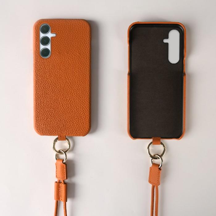 OEM - Samsung Galaxy A55 5G Skal Äkta Läder PC Bakcover - Orange