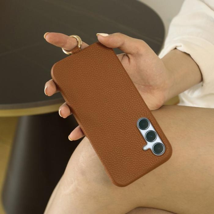 OEM - Samsung Galaxy A55 5G Skal Äkta Läder PC Bakcover - Orange