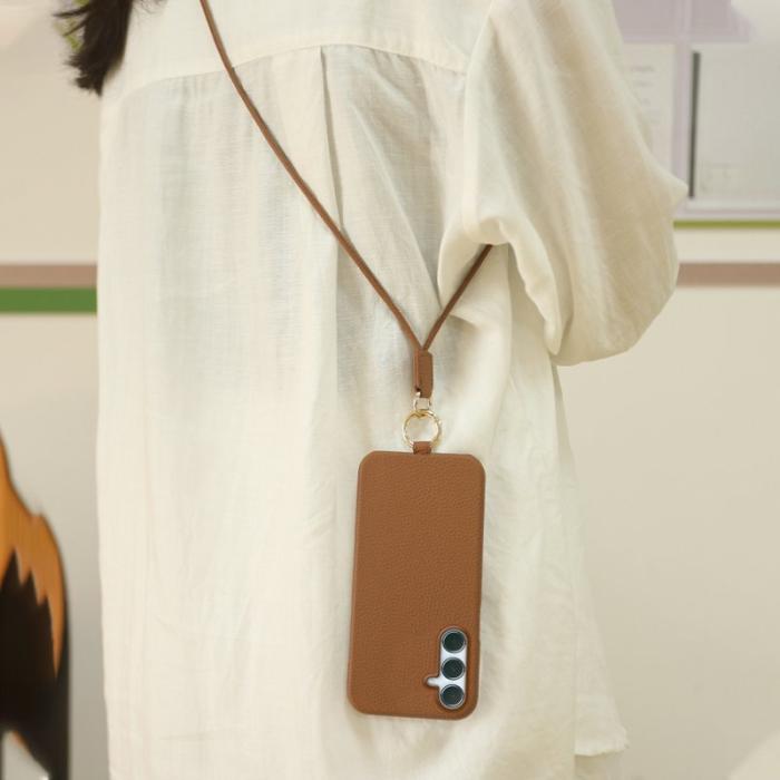 OEM - Samsung Galaxy A55 5G Skal Äkta Läder PC Bakcover - Orange