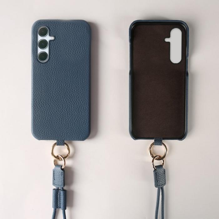 OEM - Samsung Galaxy A55 5G Skal Äkta Läder PC - Blå