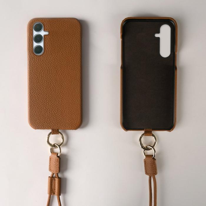 OEM - Samsung Galaxy A55 5G Skal Äkta Läder PC - Brun